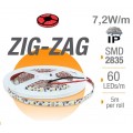 Tira LED 5 mts Flexible ZIG-ZAG 36W 300 Led SMD 2835 IP65 Rojo Serie Profesional